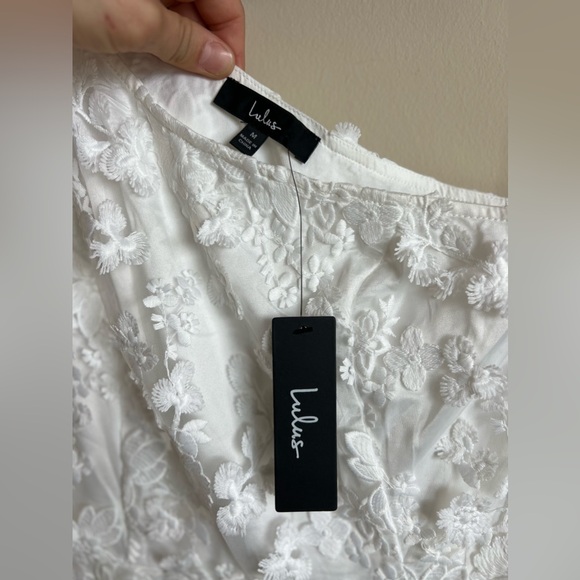 NWT Lulus Eloquent Elegance White Embroidered Lace One-Shoulder Midi Dress Sz M - Picture 3 of 9